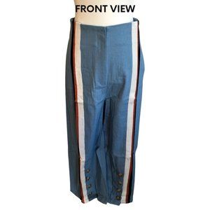 Stylish Blue Cropped Pants with Stripes